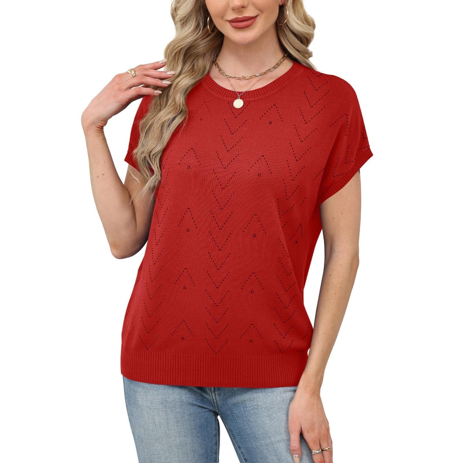 

Women s Fashionable Loose-fitting Casual Summer Short-sleeved T-shirt XL червоний