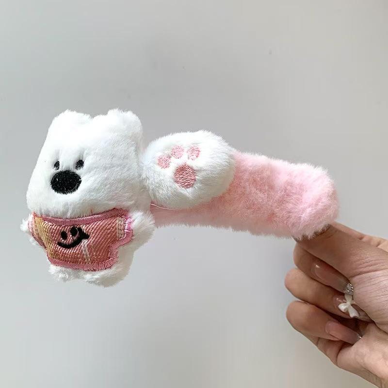 Schneebär Plüsch Haarspange – Niedliches Mori Girl Entenschnabel Haaraccessoire
