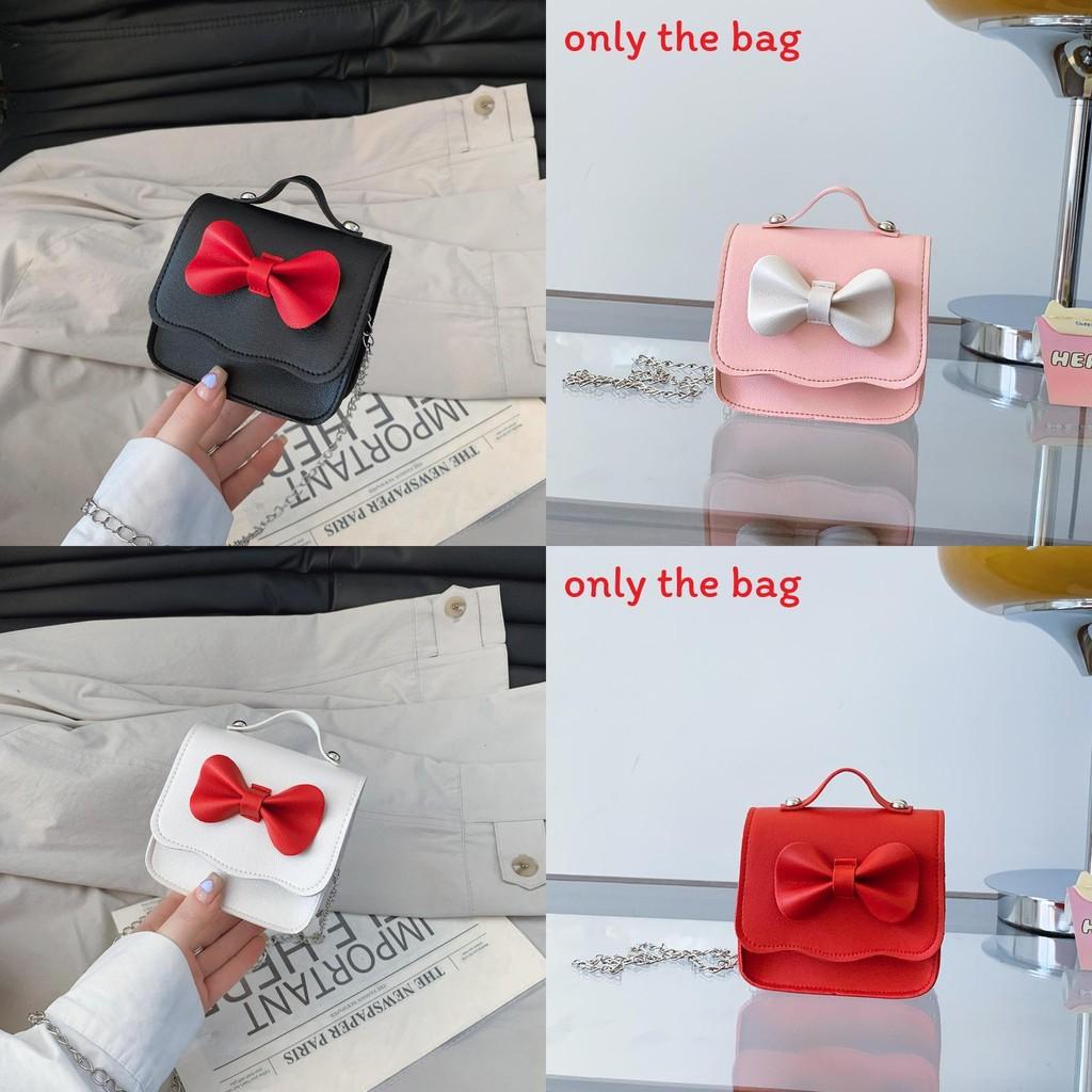 Small Princess Fashion Butterfly Bow Girl Mini Crossbody Bag With Pu Material For Toddler Daily Use