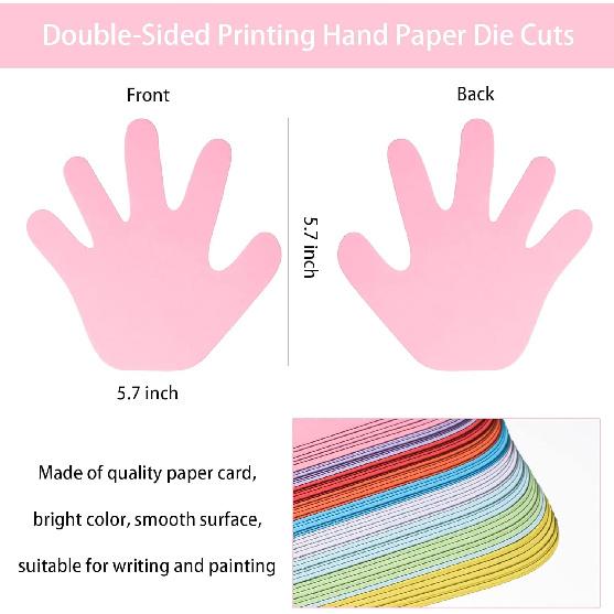 72 Pieces Hand Cutouts Paper Hand Shape Cut-Outs Assorted Color Handprint Shape Cutouts Blank Creative Paper Cutouts for Kids DIY Craft Art Project