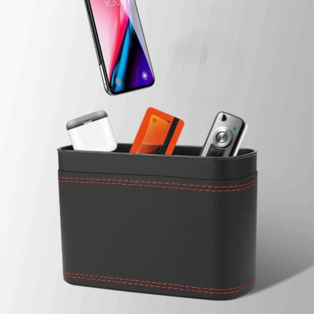 Multi-functional Car Press-down Storage Box PU Leather Hanging Storage Bin  for Wet and Dry Use