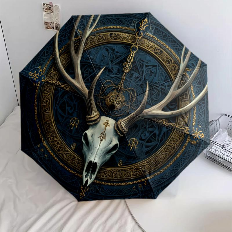 

Animal Skull pattern, automatic folding umbrella, portable and foldable design, 8 ribs, a Christmas or birthday gift.