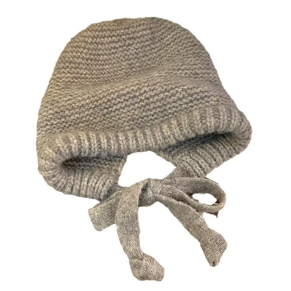 Dual Purpose Hat for Women In Autumn and Winter Warm and Versatile Woolen Hat with Straps and Piles Sweet and Versatile Ear Protection