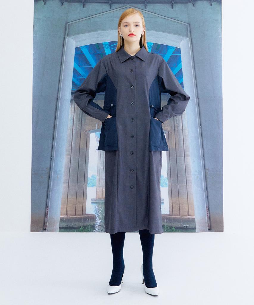 THE STUDIO K String Shirt Dress_Navy