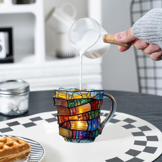 3D Malovaný hrnek ve tvaru knihy na horké a studené nápoje 300 ml Stohovatelný hrnek ve tvaru knihy Dárky pro čtenáře, spisovatele, knihovníky