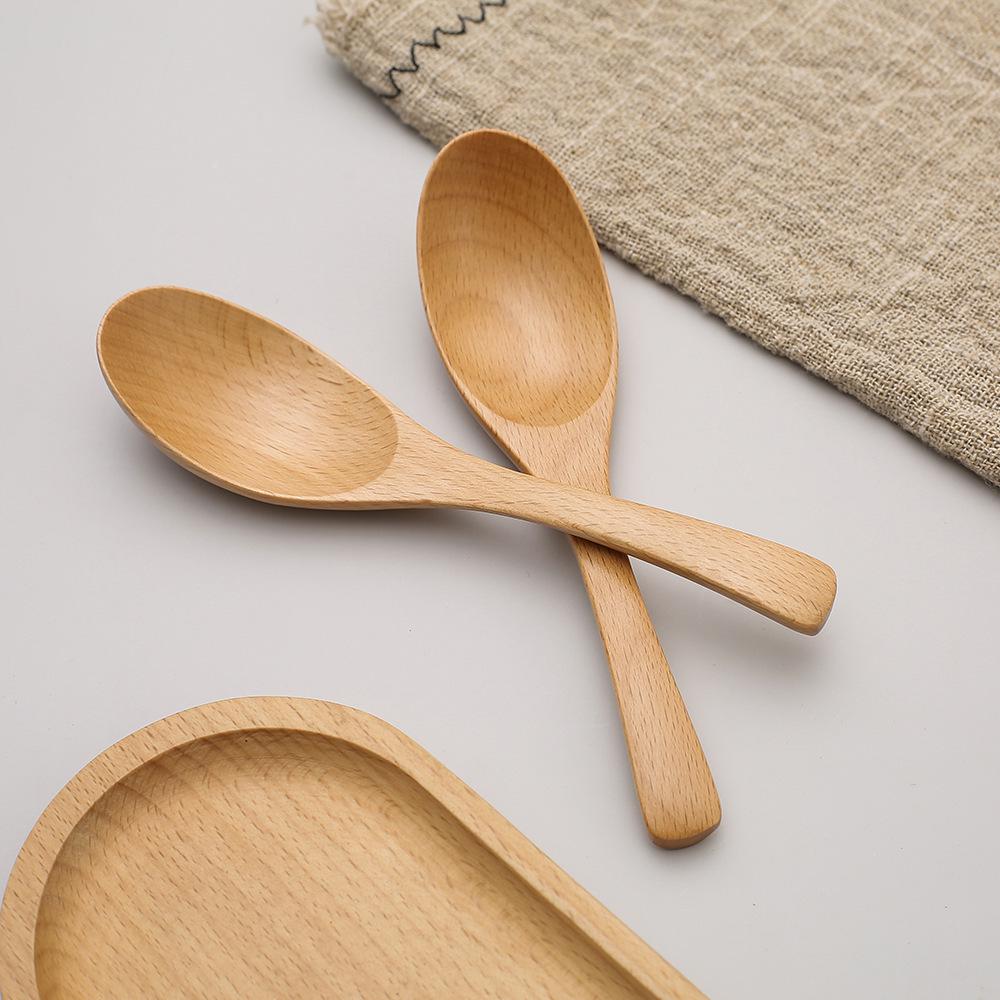 Japanese Korean Style Beech Wood Large Curved Spoon, 16cm x 4cm