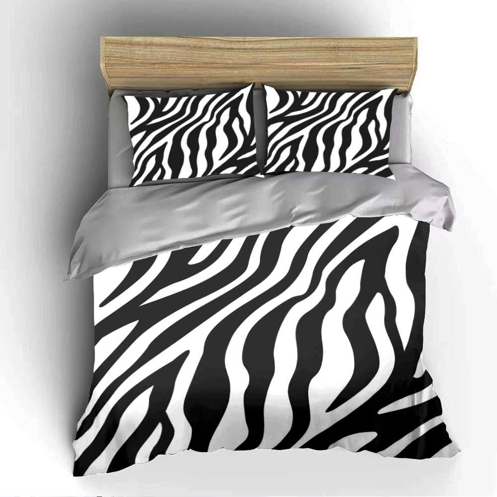 Zebra Striped Black and White Bedding Set Bedding set (1 duvet cover, 2 pillowcases, duvet not included)