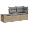 3 Piece Garden Sofa Set with Cushions Beige Poly Rattan