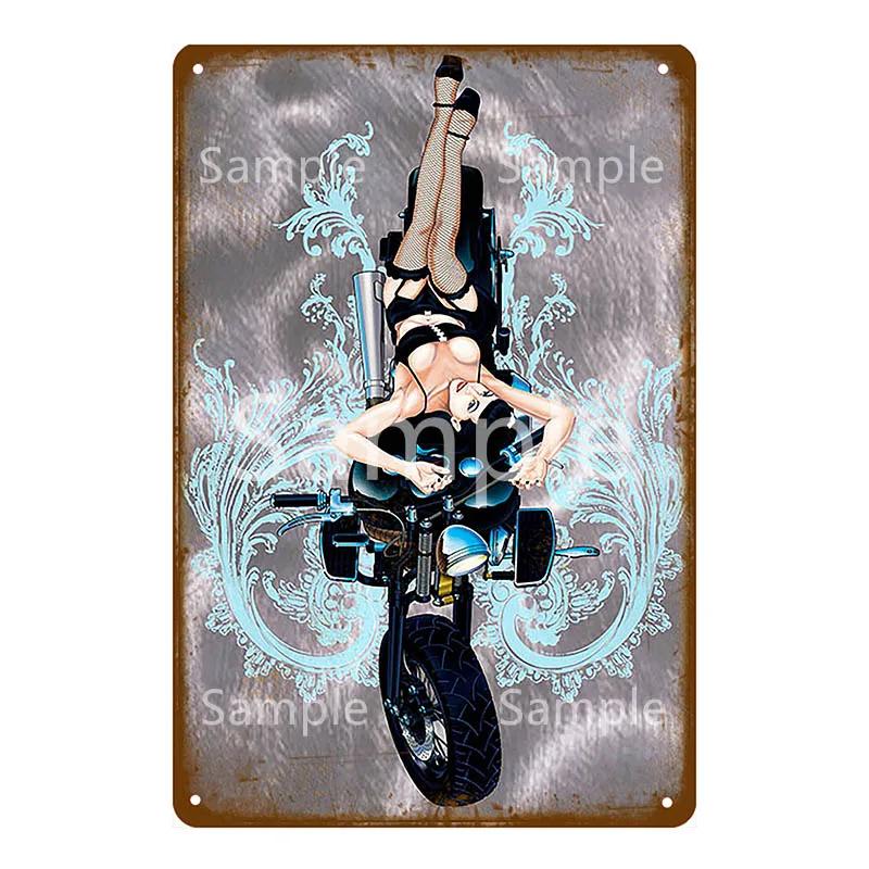 Motor Rider Tin Sign Motorcycle Club Garage Wall Stickers Metal Signs Decor Vintage Shabby Plate Painting Decorative Plaques