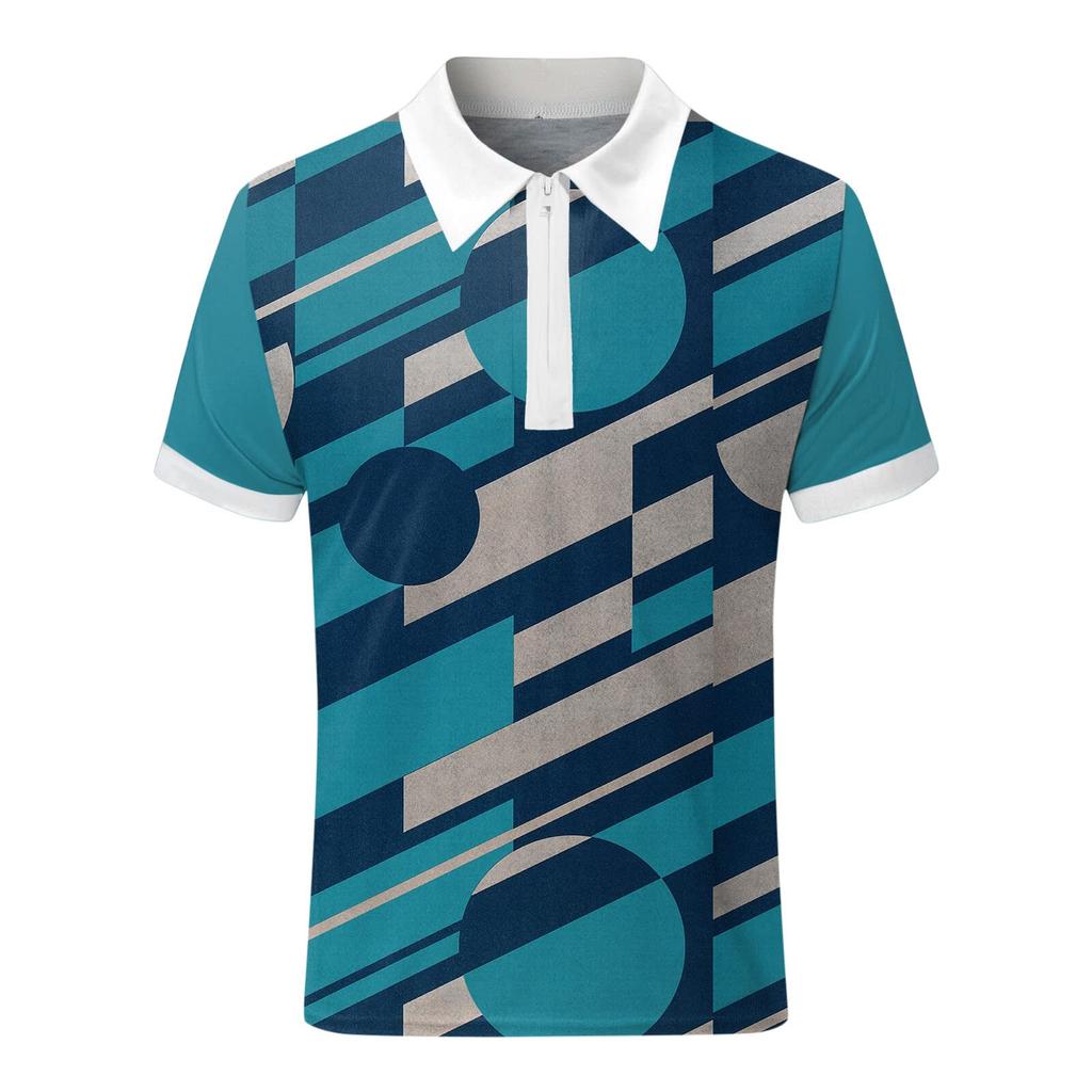 Herren-Hemd, Golf-Shirt, Retro, Farbkontrast, Outdoor, Straße, kurze Ärmel, Button-Down-Druck, Kleidung, Bekleidung, Mode, Designer, lässig, atmungsaktiv