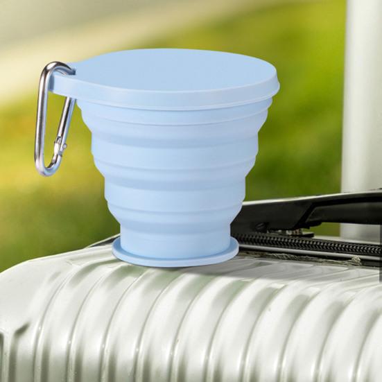 Silicone Folding Water Cup with Carabiner Handle 180ml Portable Travel Washing Cup