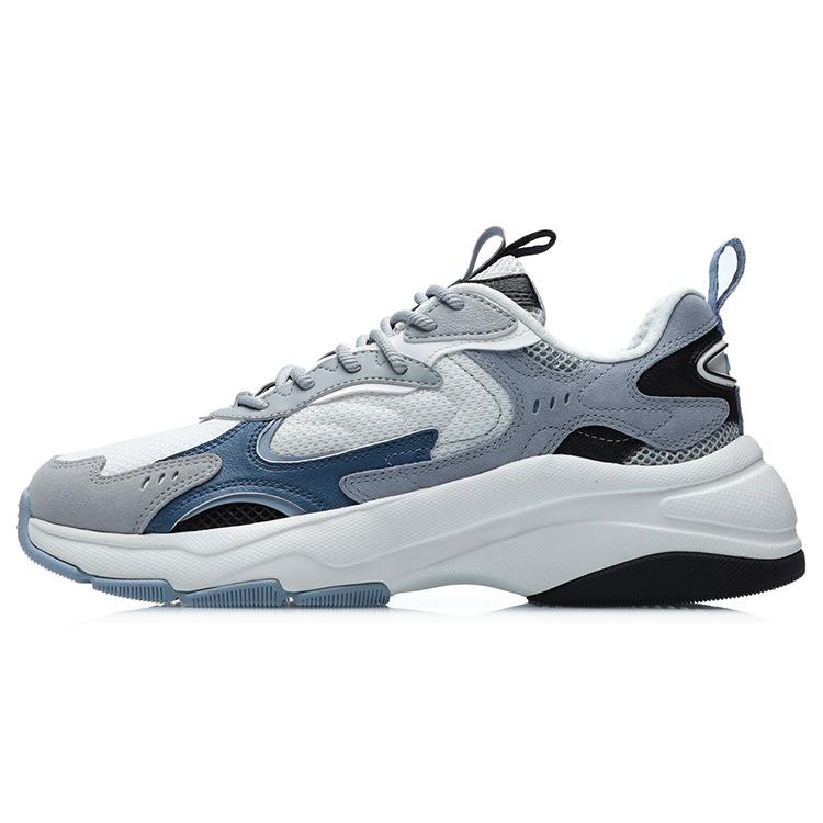 New LiNing Wear Resistant Low Top Running Shoes Men's White Blue AGCR205-3