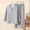 Outerwear Cool Women Cute Convenient Spring Summer Autumn. Muji Linen Pajamas Mens Plain Home Clothing Autumn Lightweight Cardigan Set Can Be Worn