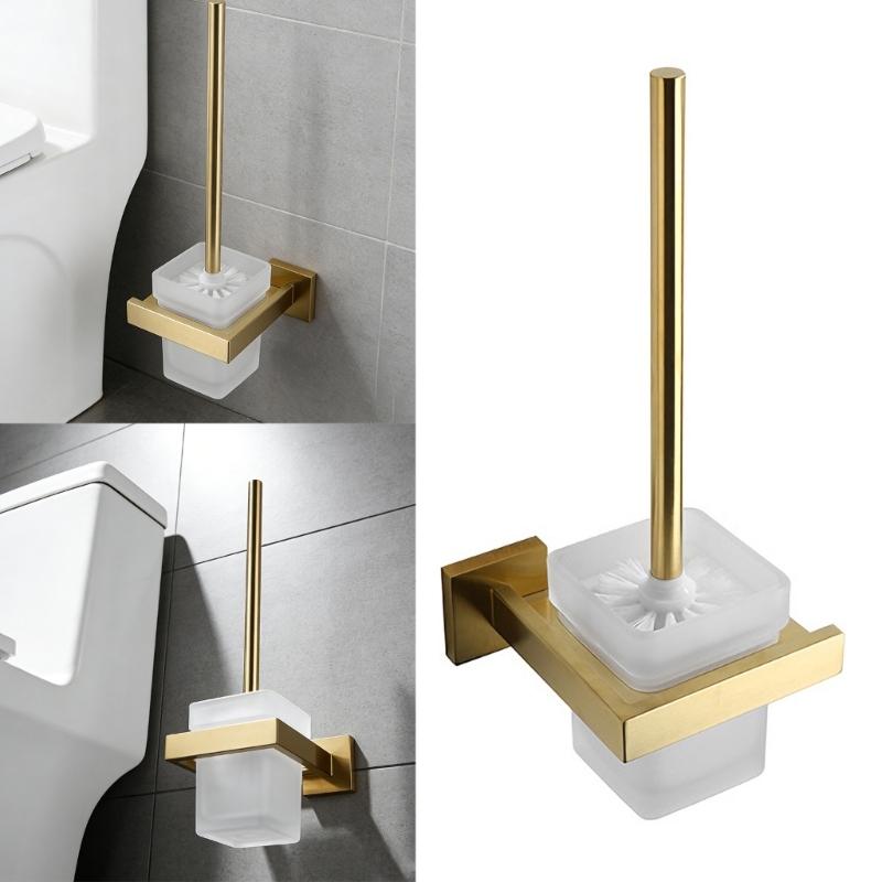 Corrosion Resistant Steel Square Toilet Brush with Dense Bristle Bathroom Sanitation Modern Aesthetic Comfortable Handle