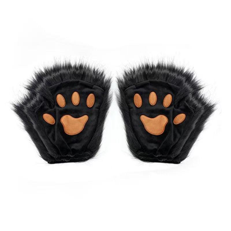 

1 пара перчаток Kawaii Bear Paw Cat Paw, варежки без пальцев для косплея, перчатки для вечеринки на Хэллоуин, аксессуары для костюмов для вечеринок, подарки