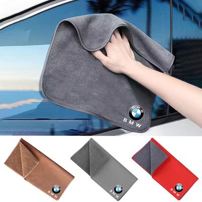 Car Washing Towel Suede Coral Double-sided Car Cleaning Cloth Sticker For M E46 E90 E60 F30 F10 E39 E36 G20 G30 Accessories