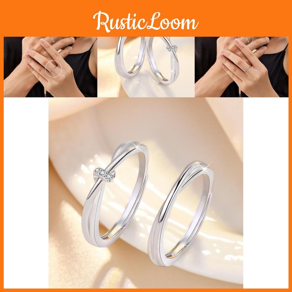 Trendy Geometric Couple Rings Adjustable Open Design Simple And Personalized