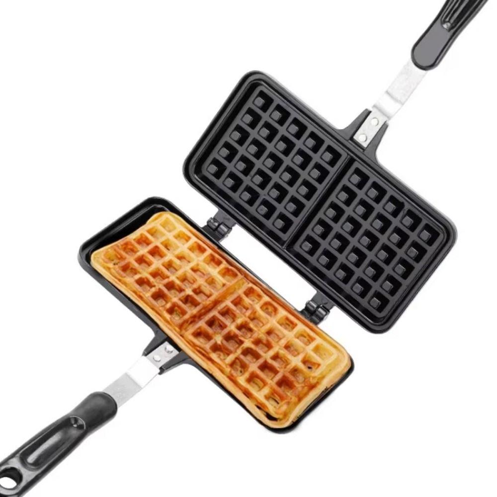 Rectangle Waffle Mold Pan Cast Aluminum Toast Frying Pan Cake Maker Sandwich Maker  Stove Top
