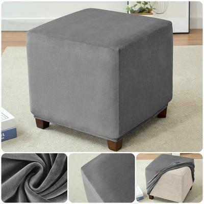 Velvet Ottoman Stool Cover Stretch Square Footstool Covers High-End Footrest Slipcover for Living Room Fotstolar Stolki Do Stop