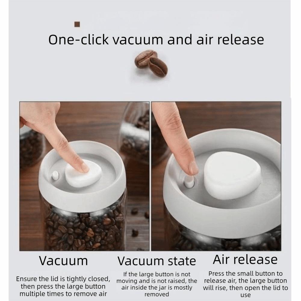 Press Type Coffee Bean Storage Jar Manual Glass Coffee Jar Vacuum Sealed Jar Home Use