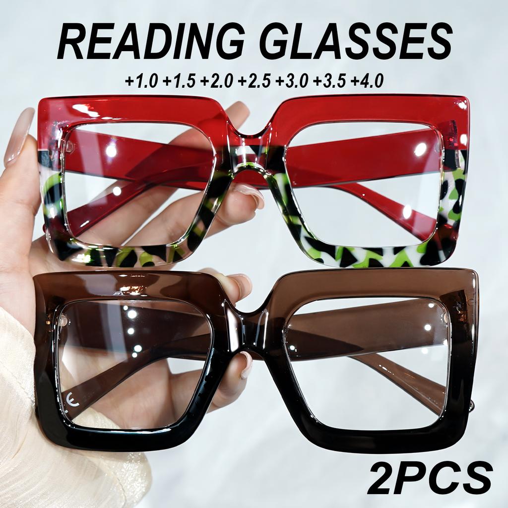 2pcs Fashion Reading Glasses for Women Men, Comfortable Vintage Style Frame, Suitable for All Face Shapes, Suitable for Wearing