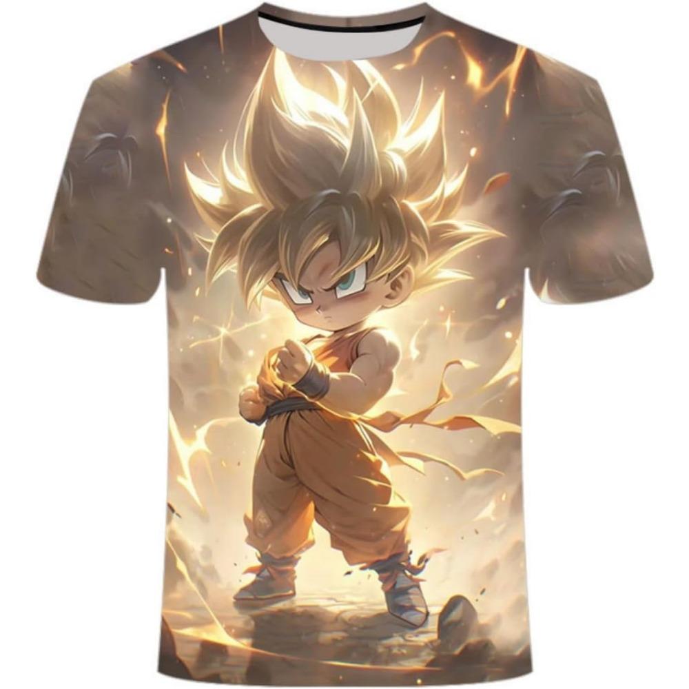 Anime tričko 3D potisk komiksový nový letní tričko, módní tričko s krátkým rukávem pro muže a ženy černé s kulatým výstřihem.