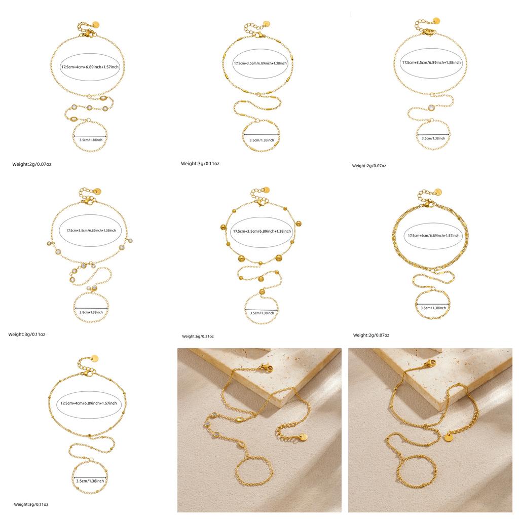 DIEYURO 316L Stainless Steel White Zircon Beads Back of Hand Chain Finger Bracelet Lady Sexy Wrist Chain Waterproof Jewelry