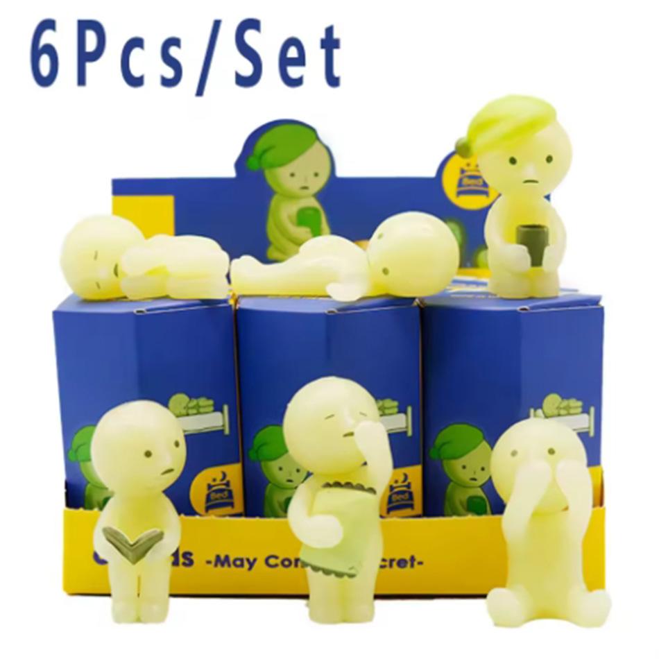 Figura Anime Carina Smiski Scatola Cieca Serie Camera da Letto Sorpresa Giocattoli Luminescenti Modello Bambola da Collezione Decorazione Regali di Natale per Bambini