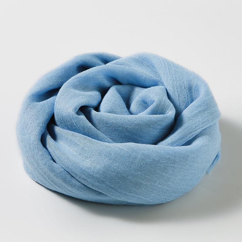 Women's Cotton Linen Artistic Solid Color Silk Scarf, Sun Protection Beach Neck Scarf, Japanese Style Long Gauze Scarf