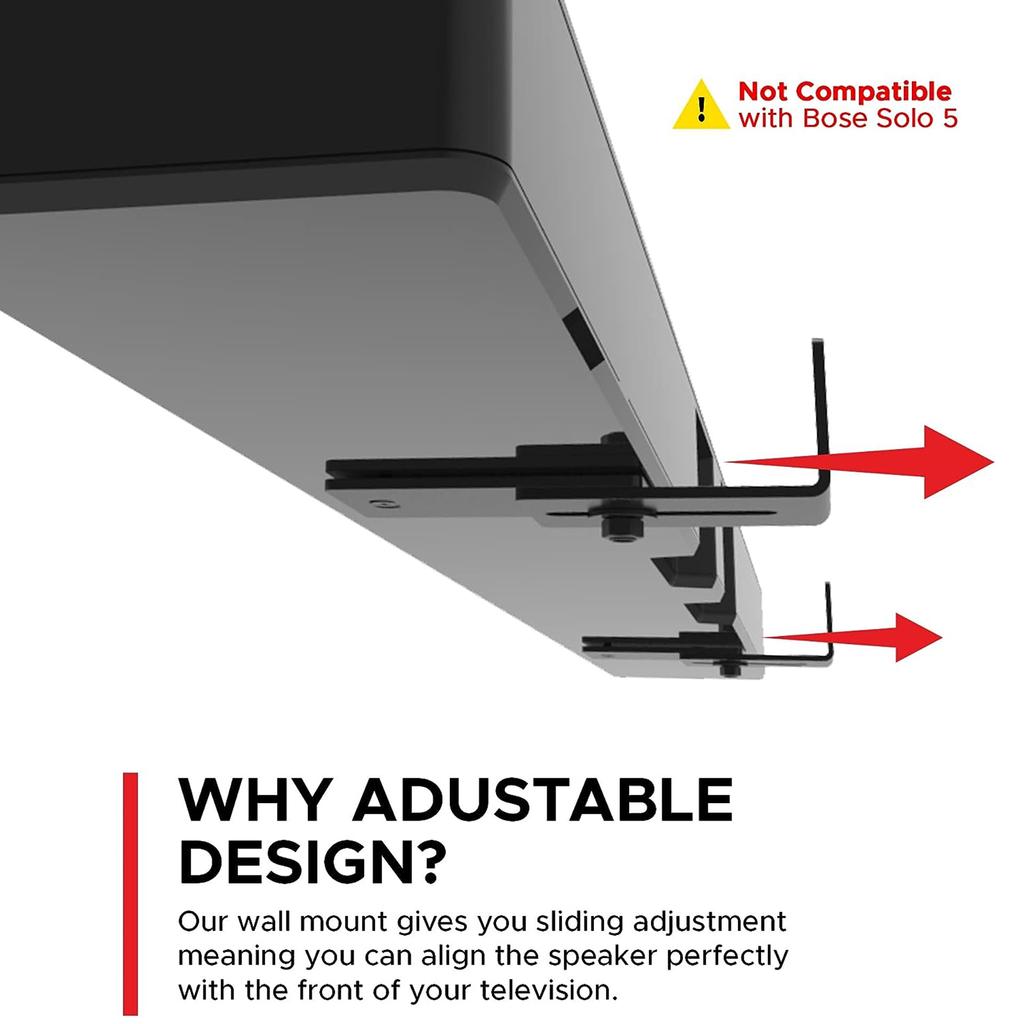 Adjustable Wall Mount Bracket Set for Soundbar Space Saving L Shaped Sliding Soundbar Mount Maximize Your Room Potential