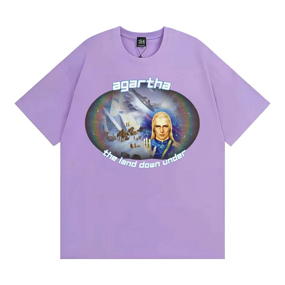 Agartha The Land Down Under Meme T Shirts Unisex WOMEN Gothic Vintage Short Sleeve Tshirt 100 Cotton Oversized T Shirt Streetwear