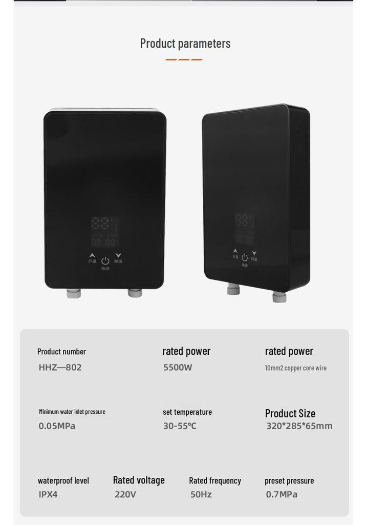Energy-Efficient Instant Water Heater Shower for Safe, Constant Temperature in Small Spaces