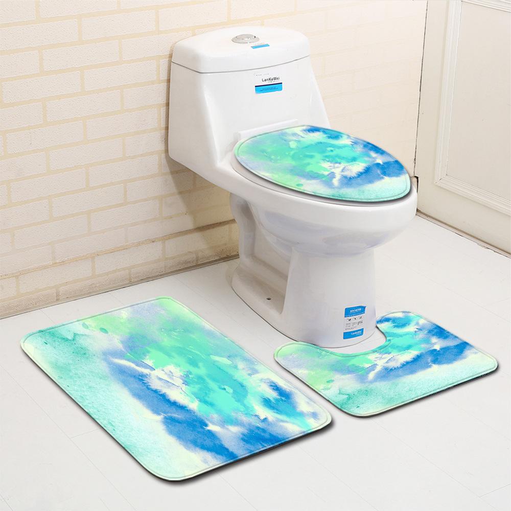 Fashion Painted Toilet Three-Piece Floor Mat Bathroom Door Mat Coffee Table Sand Carpet