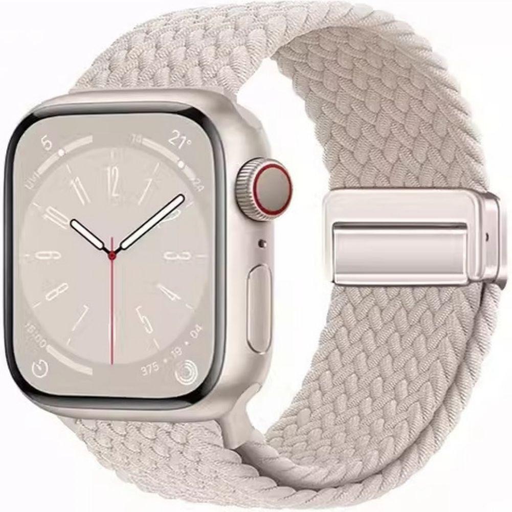 Magnetic Braided Loop Watch Band Compatible For IWatch Series 9 8 7 Metal Magnetic Buckle Breathable Nylon Sports Watch Strap