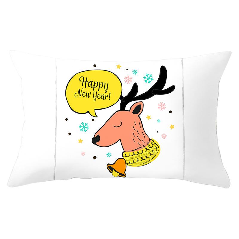 New Christmas Peach Skin Lumbar Pillowcase Cartoon Print Series Sofa Cushion Cover Throw Pillow Cover