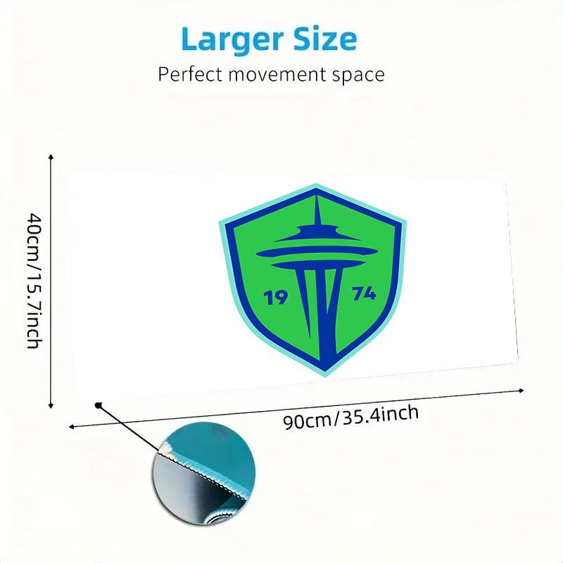 FC Seattle Sounders Mouse Pad, Large Gaming Desk Mat, Non-slip XXL Mousepad for Laptop & Tablet, Mini PC Playmat with Stitched Edges