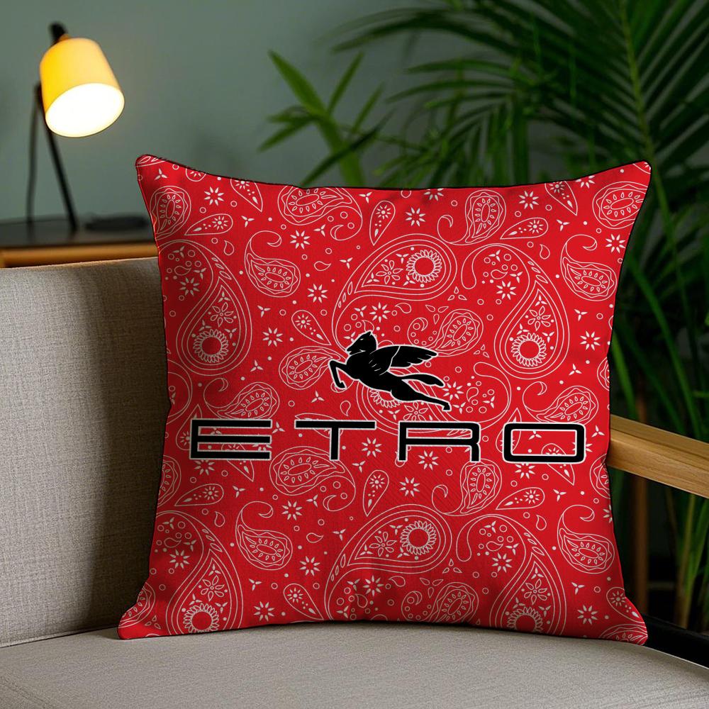Classic Design E-Etro Cushion Cover Soft Short Plush Double-Sided Printing Home Decor Machine Washable Pillow Case Gift