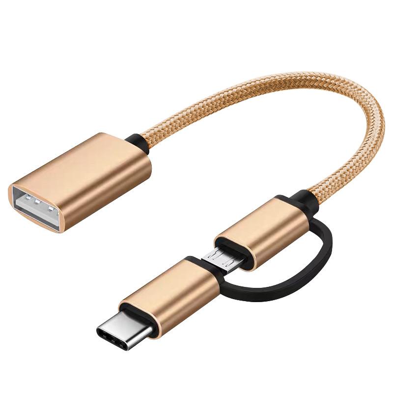 Type-c Android To Usb 2-in-1 OTG Data Cable For Mobile Phone Tablet Data Transmission Adapter Cable