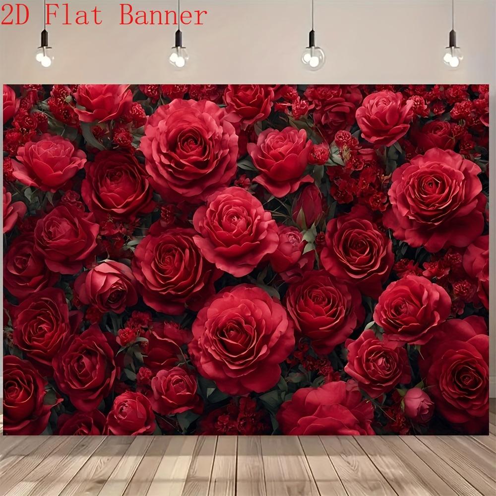 2D Flat Surface Bright Rose-themed Background Fabric Suitable for Wedding Party Event Decoration Polyester Fiber