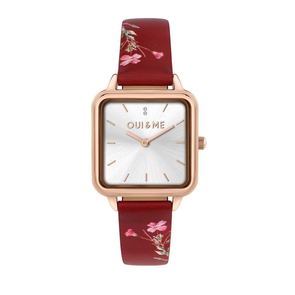 Oui & Me Harmonie Red Recycled Leather Strap Silver Dial Quartz ME010384 Women's Watch