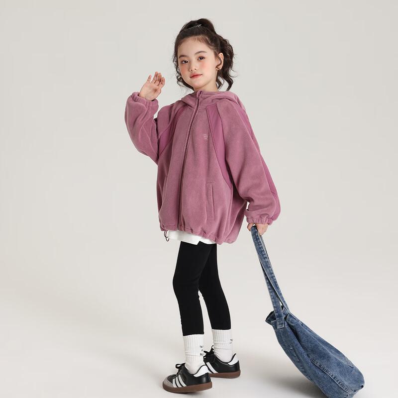Girls' Fleece Spliced Hooded Jacket