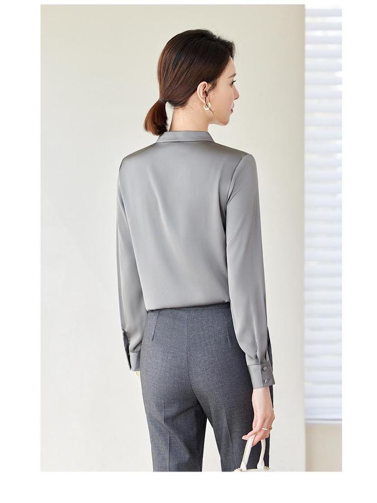 Women's Stand-Collar Long-Sleeve Chic Shirt - Spring & Autumn 2024