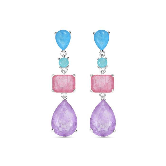 Cercei - Mifa - Argint sterling 925 - Cuarț hidrotermal multicolor - Finisaj rodiat