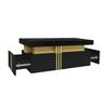 Tavolino Rettangolare Moderno con Piano ad Alta Lucentezza con 2 Cassetti in Legno, Piano Marmo, per Soggiorno, 100*50*40 cm