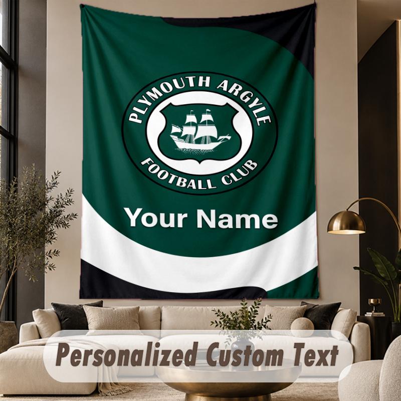 Custom Text Tapestry Plymouth Argyle FC Print Wall Tapestry Indoor Living Room Wall Decor