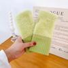 Plush Plush Half Finger Gloves for Women In Winter Furry Warm Wrist Guards with Fingerless Touch Screen Students Typing and Writing