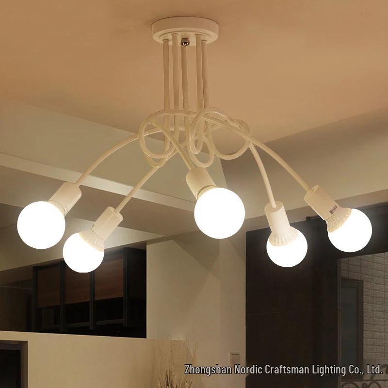 Modern Minimalist Industrial Ceiling Light - Creative Iron Pipe Design for Study, Bedroom, Living Room, or Children's Room