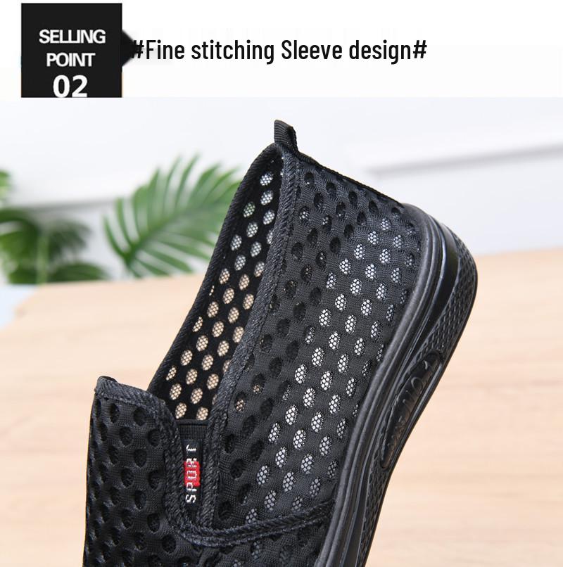 Atmungsaktive Mesh-Sandalen für Herren im Sommer für mittlere und ältere Menschen - Rutschfest, Geschlossene Zehenpartie, Freizeit-Schuhwerk