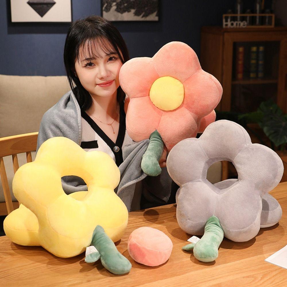 

Plush&Ice Silk Hand Warmer Pillow Super Soft Flower Pillow Stuffed Toy Winter білий