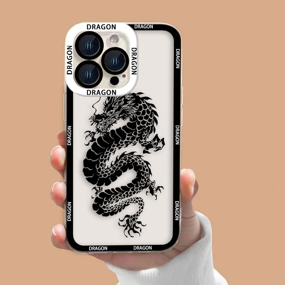 Oriental Style Chinese Dragon Clear Phone Case For Samsung Galaxy S26 S25 S24 S23 S22 S21 S20 FE PLUS ULTRA EDGE TPU Case Shell